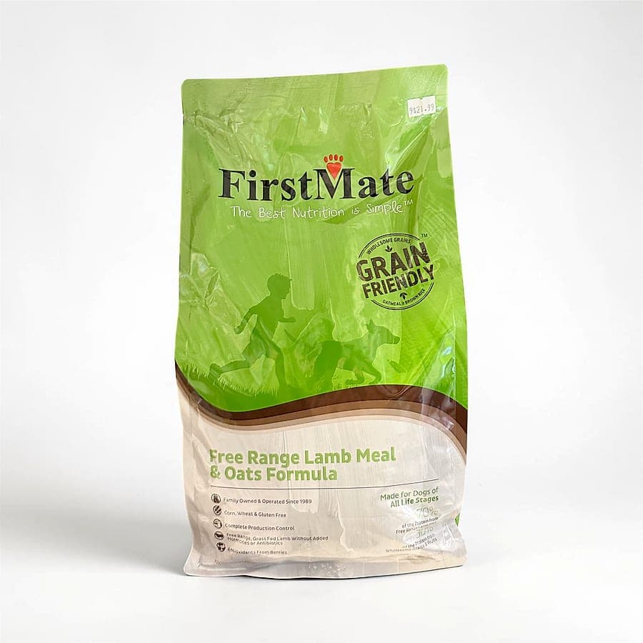 A bag of FirstMate Free Range Lamb Meal & Oats dog food