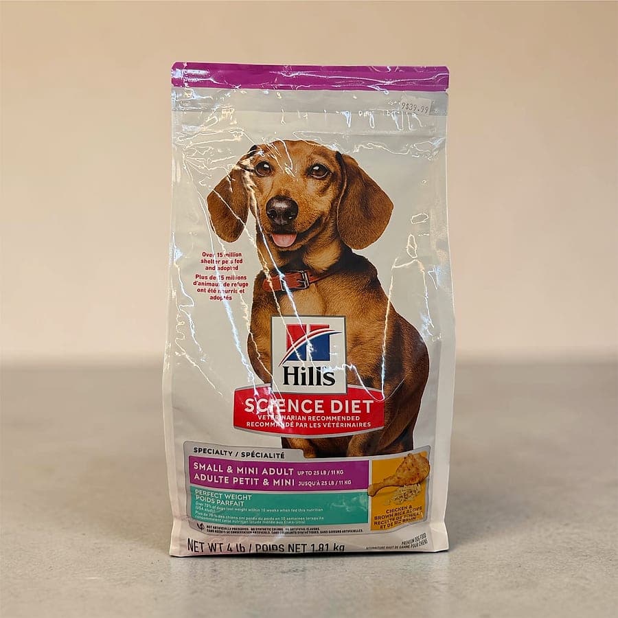 A bag of Hill's Science Diet Small & Mini Adult dog food