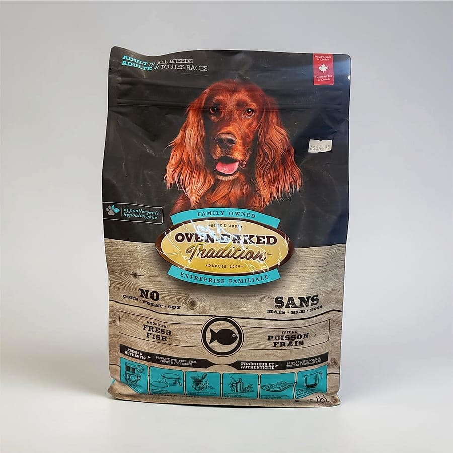 A bag of Oven-Baked Tradition dog food
